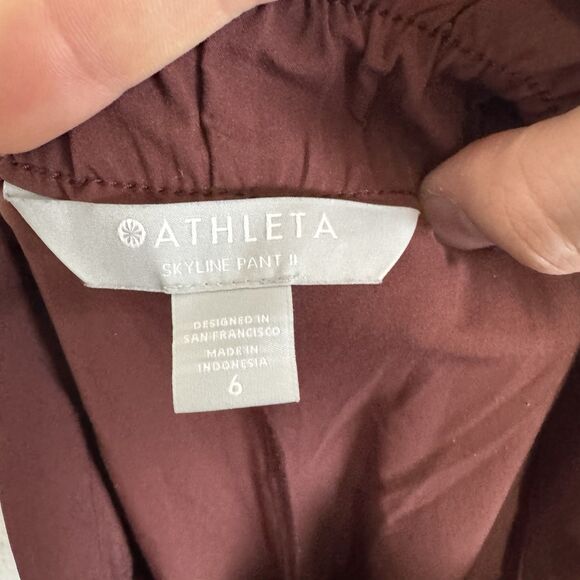 S Athleta Skyline Pant II Womens 6 Rose High Rise Tapered Leg Tie Waist Pleated - Picture 9 of 11